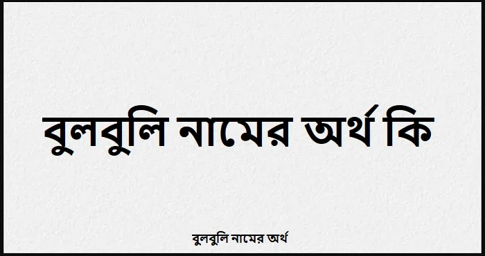 বুলবুলি নামের অর্থ কি