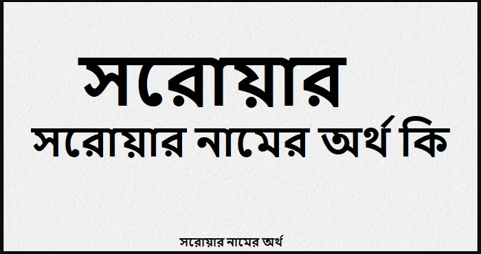 সরোয়ার নামের অর্থ কি
